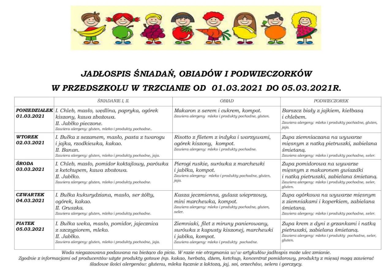 Zdjęcie Jadłospis dla dzieci w przedszkolu – jadłospisy przedszkolne i obiady
