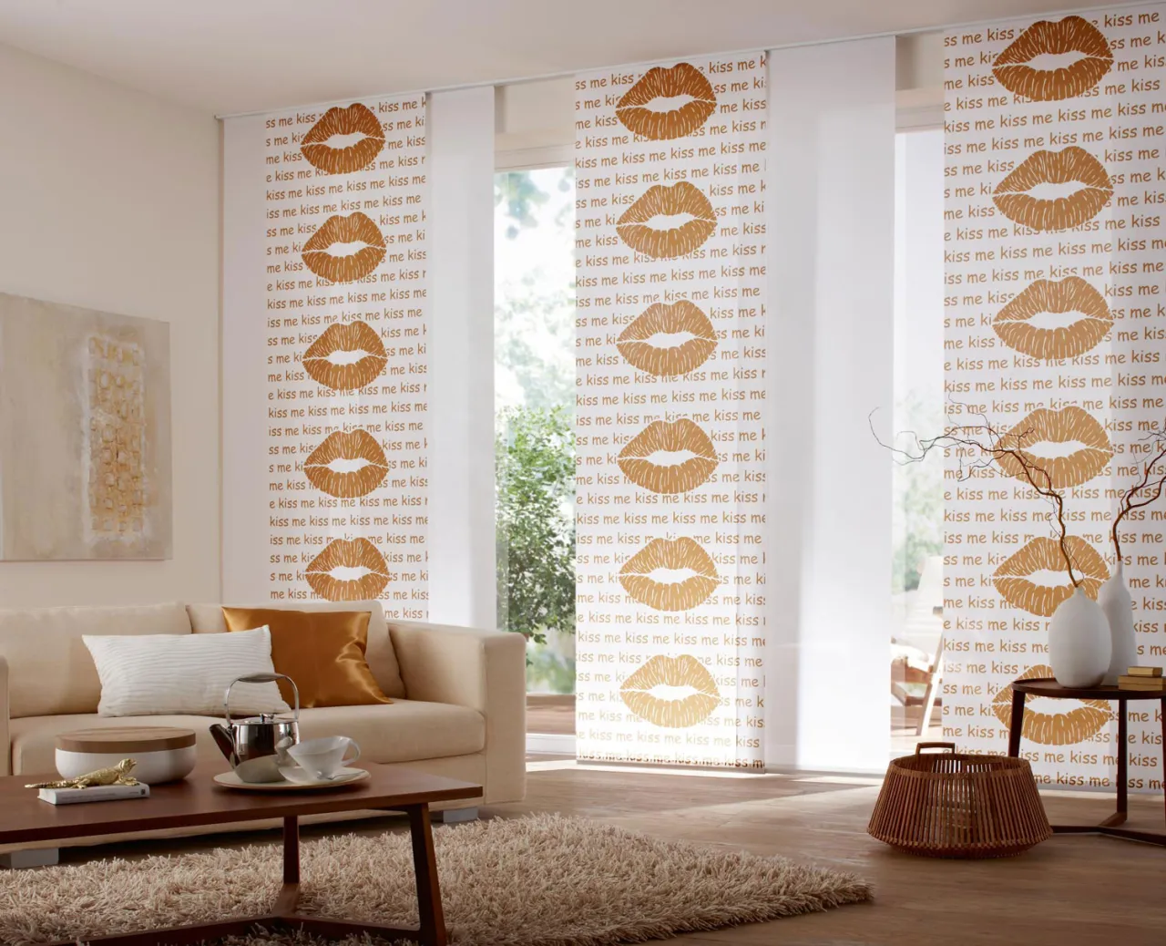 Zdjęcie Wunderschöne Wohnzimmer Flächenvorhänge für Stil und Sichtschutz