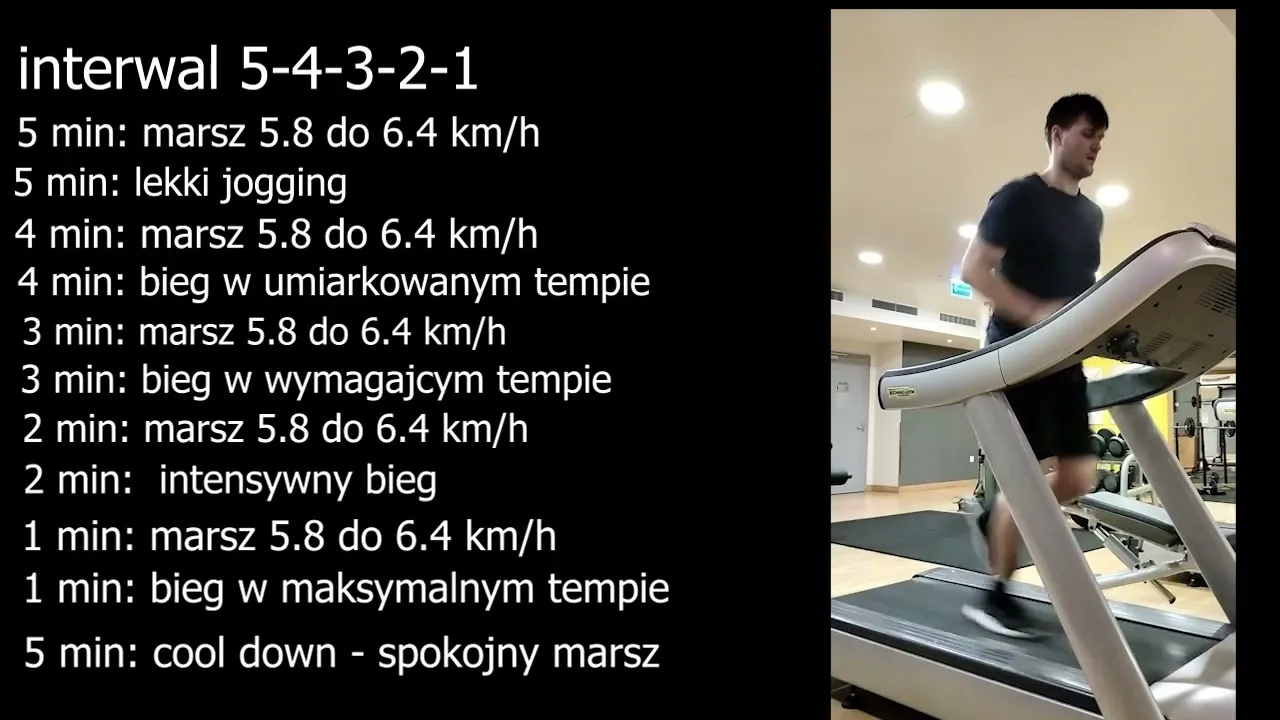 biegacz na bieżni interwały