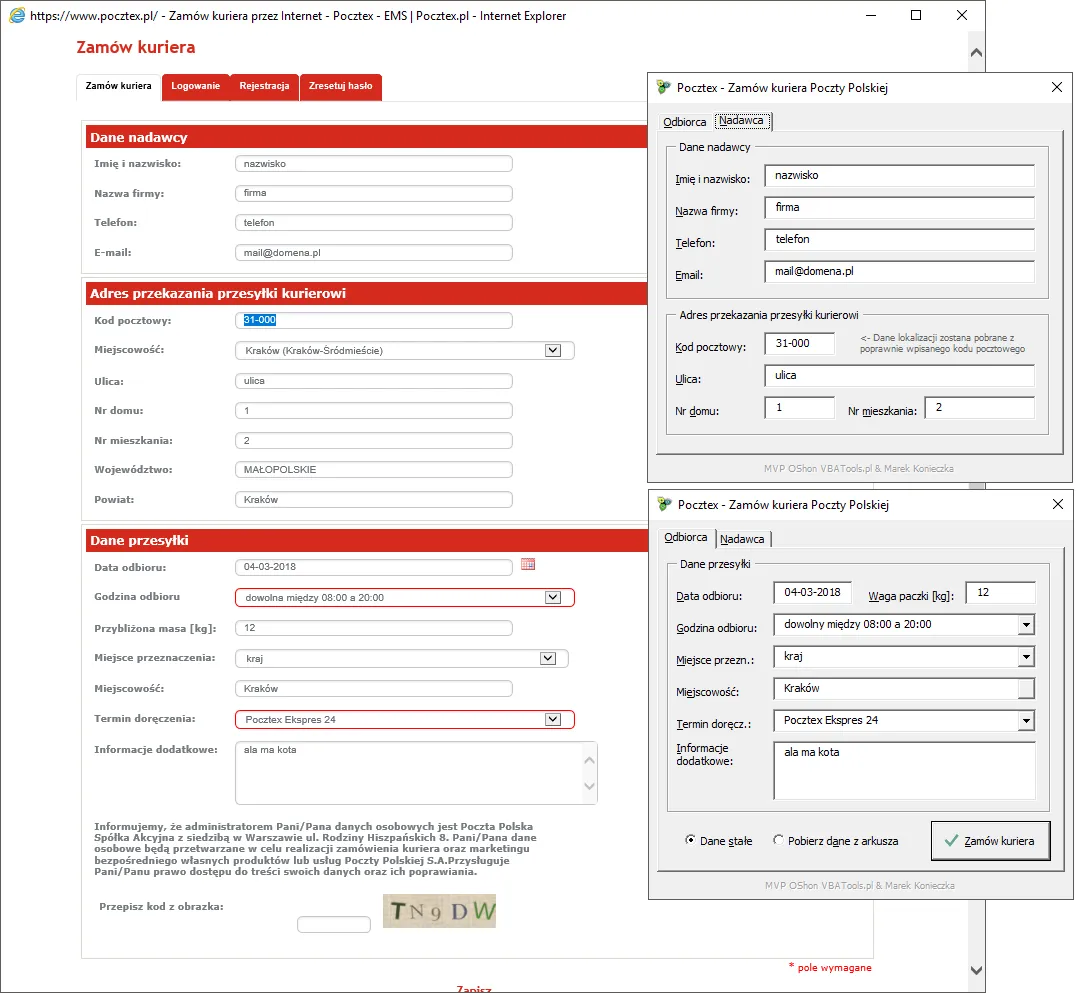 Śledzenie przesyłki Pocztex na stronie internetowej