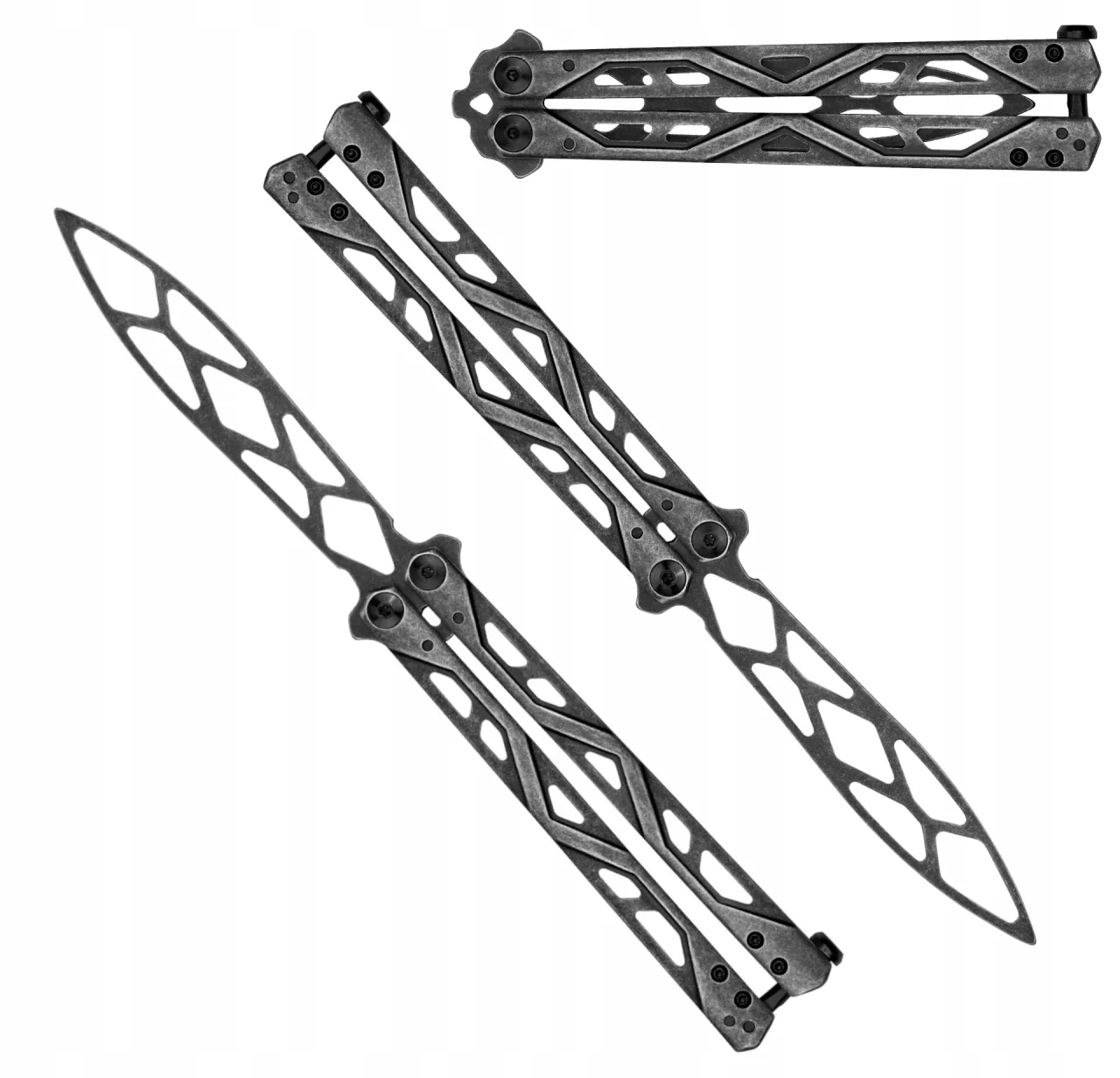 różne rodzaje noży legalnych w Polsce (składane, ze stałą głownią, motylkowe)