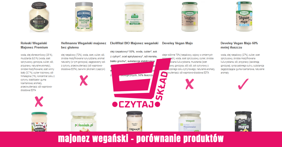 tabela porównawcza majonez wegański tradycyjny skład