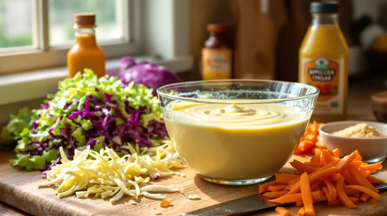 Ingr&eacute;dients vari&eacute;s pour personnaliser sauce coleslaw