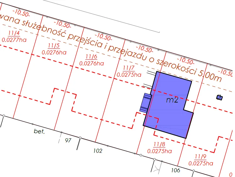 Mapa geodezyjna z podziałem nieruchomości