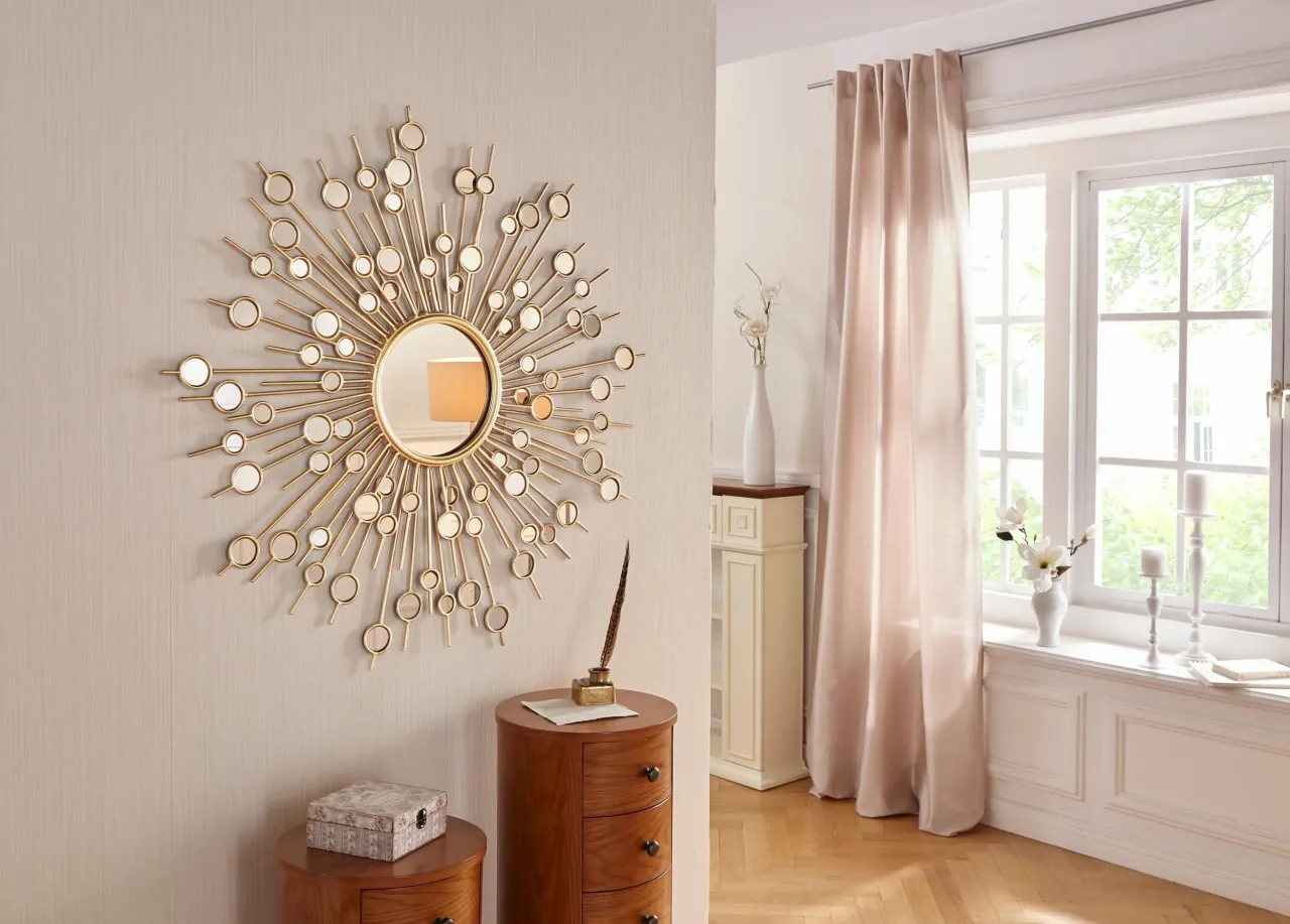 lustro słońce inspiracje aranżacje salon