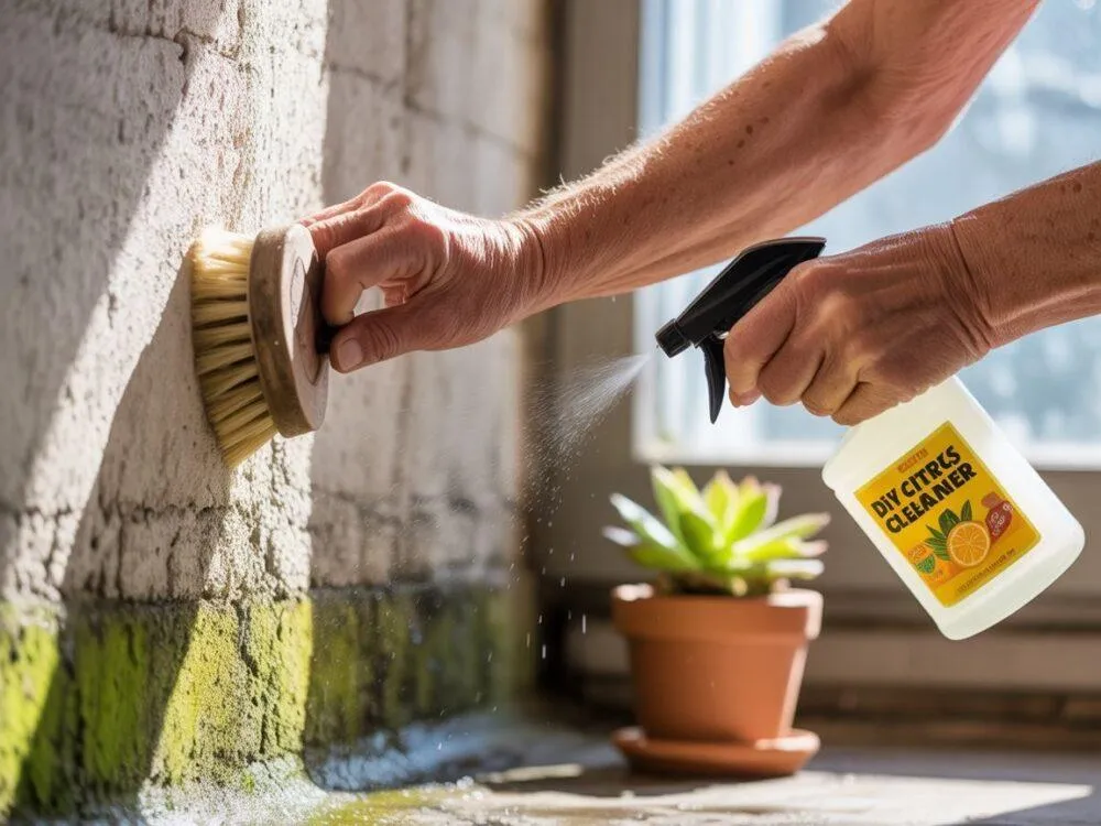 usuwanie mchu z płotu betonowego myjka cisnieniowa szczotka