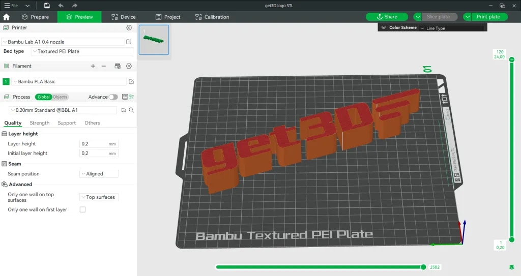 program slicer druk 3D interfejs