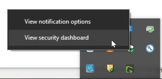 Antivirus tray icon menu