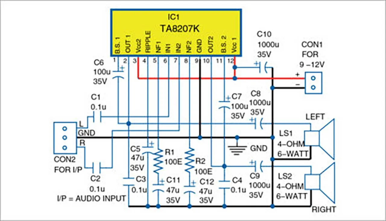 wzmacniacz audio schemat impedancja