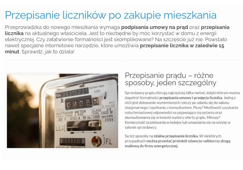przepisywanie liczników media mieszkanie
