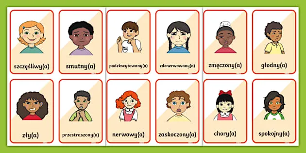 karty z ilustracjami emocji dla dzieci do druku