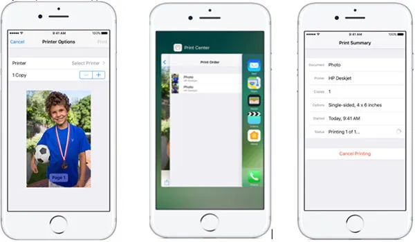 iPhone drukowanie AirPrint ikona udostępniania