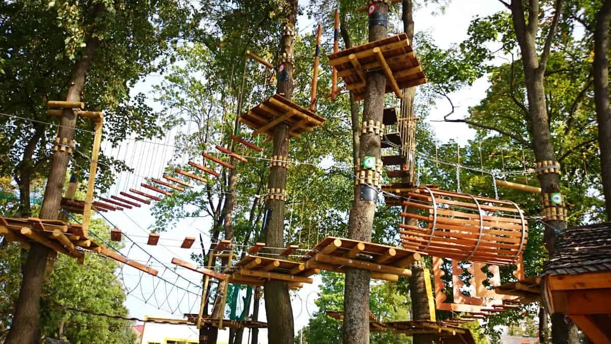 Park linowy Ełk trasy trudności wiek