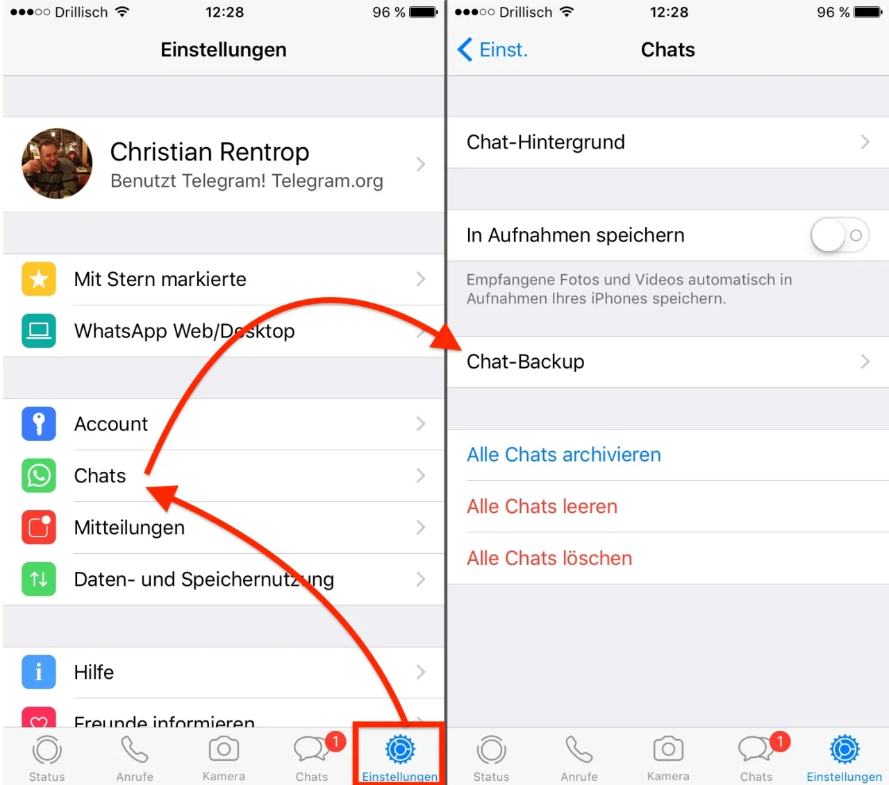 WhatsApp Backup iPhone iCloud Einstellungen