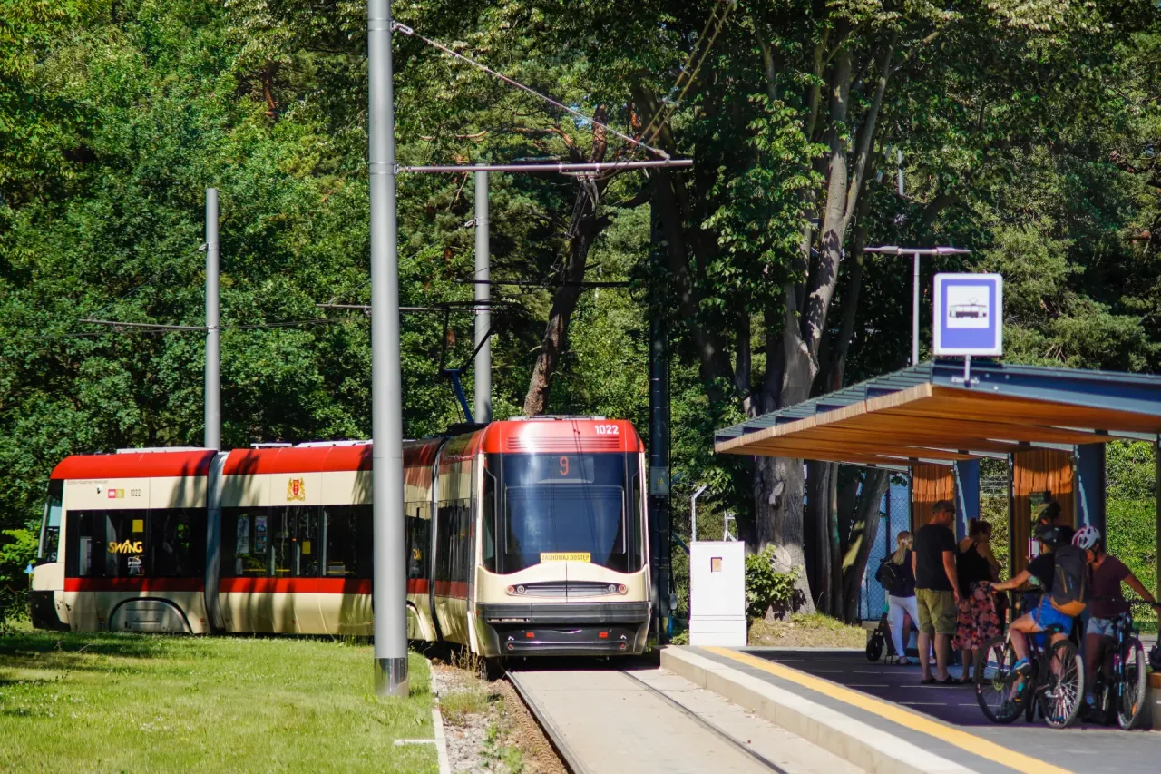 Mapa Gdańska z zaznaczonym centrum i plażami