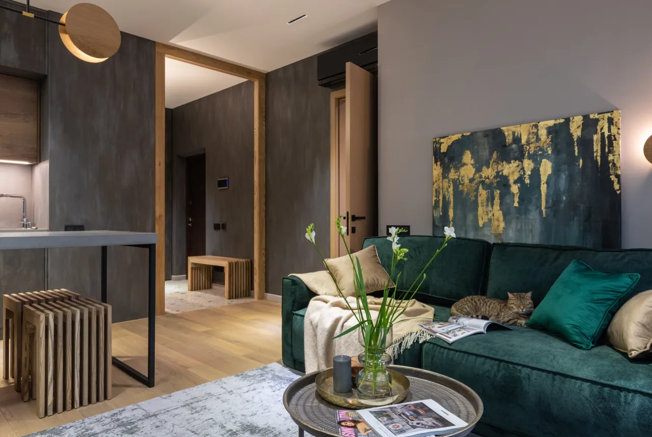 butelkowa zieleń salon inspiracje kolory