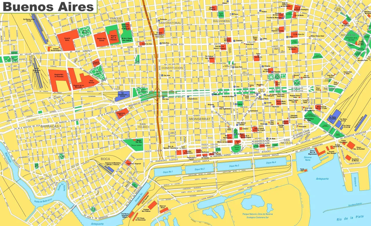 Buenos Aires atrakcje mapa dzielnic