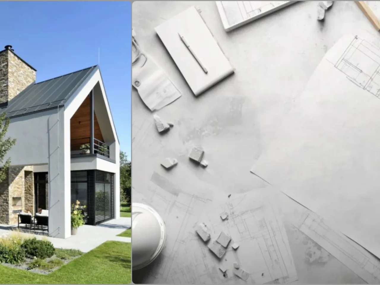 Nowoczesny dom i plany architektoniczne. Czy remont dachu wymaga pozwolenia na budowę? Sprawdź przepisy.