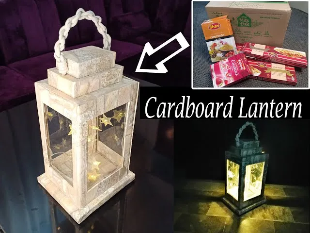 DIY cardboard lantern materials and tools