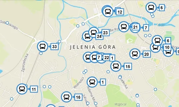 Mapa linii autobusowych MZK Jelenia Góra