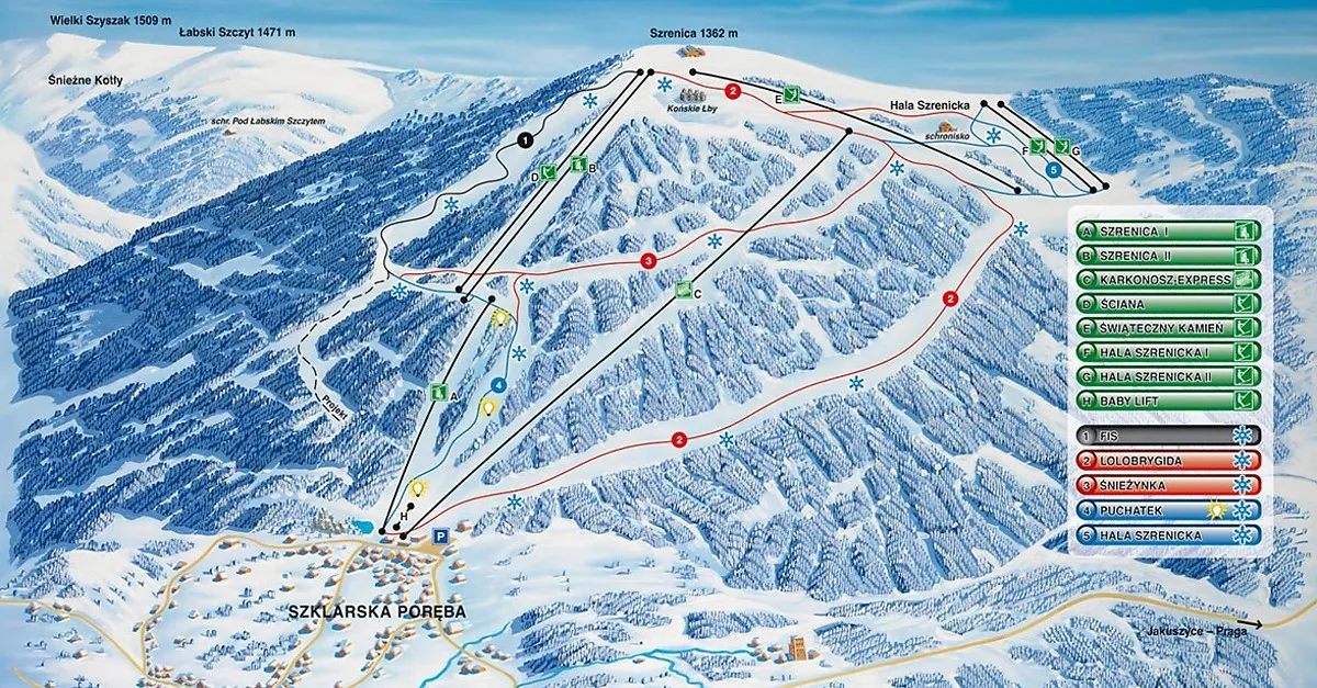 Mapa szlaków Szrenica Szklarska Poręba