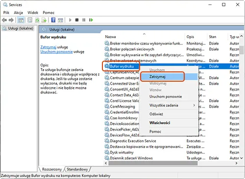 kolejka wydruku windows mac anulowanie