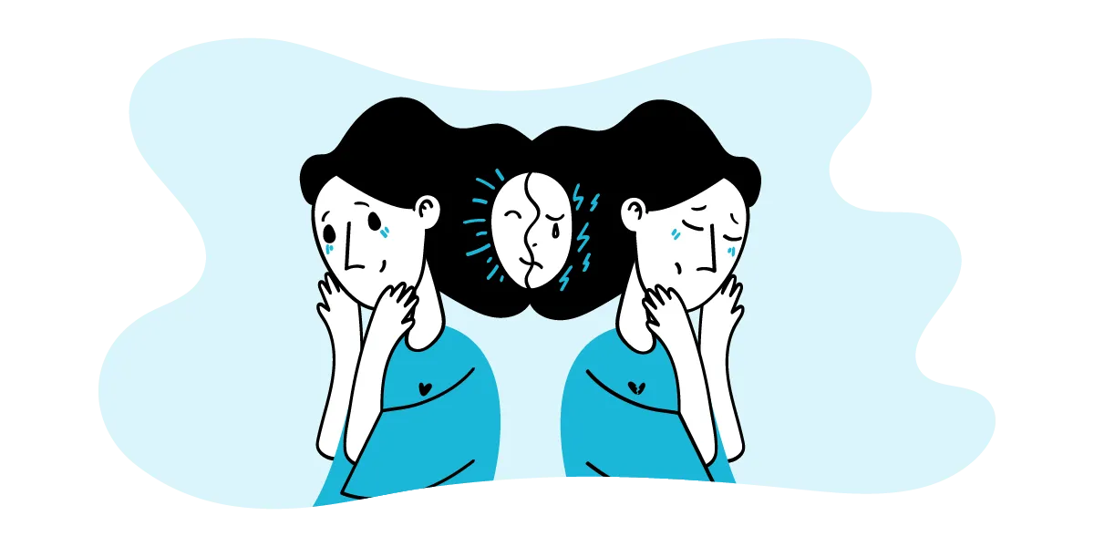 osoba z wahaniami nastroju, symbolizująca chorobę dwubiegunową