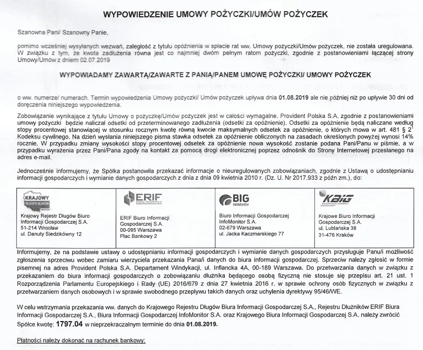 dokumenty do pożyczki Provident