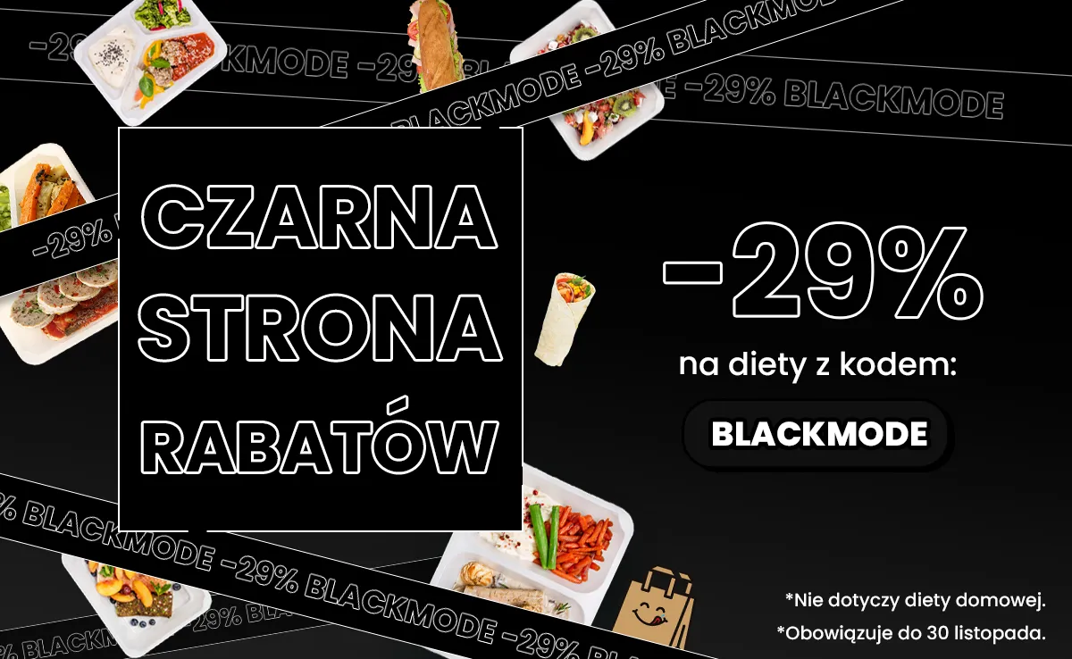 grafika przedstawiająca kody rabatowe lub promocje na catering dietetyczny