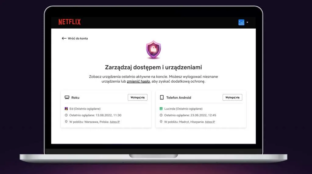 Netflix ustawienia konta wyloguj ze wszystkich urządzeń