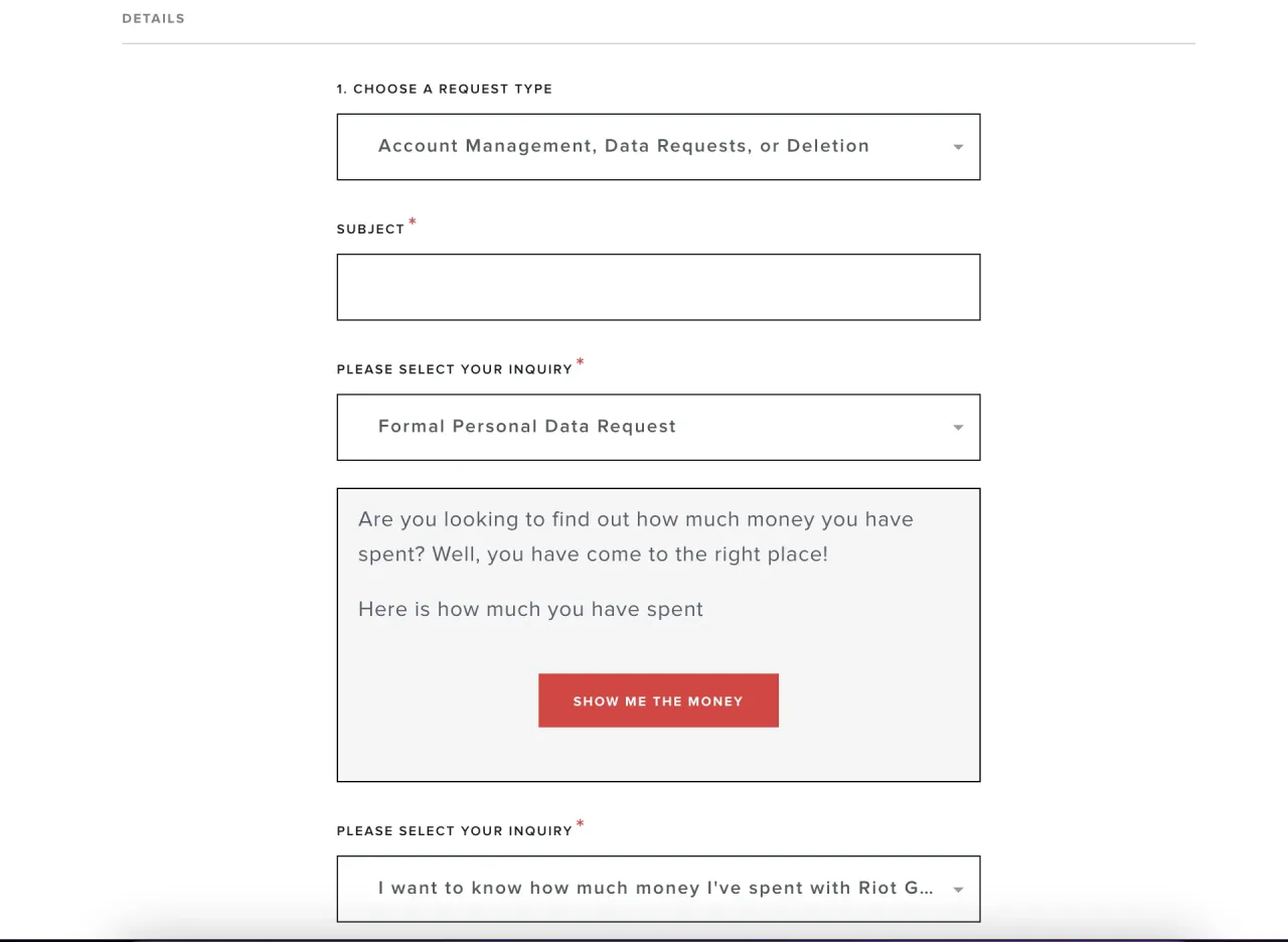 League of Legends strona wsparcia wydatki