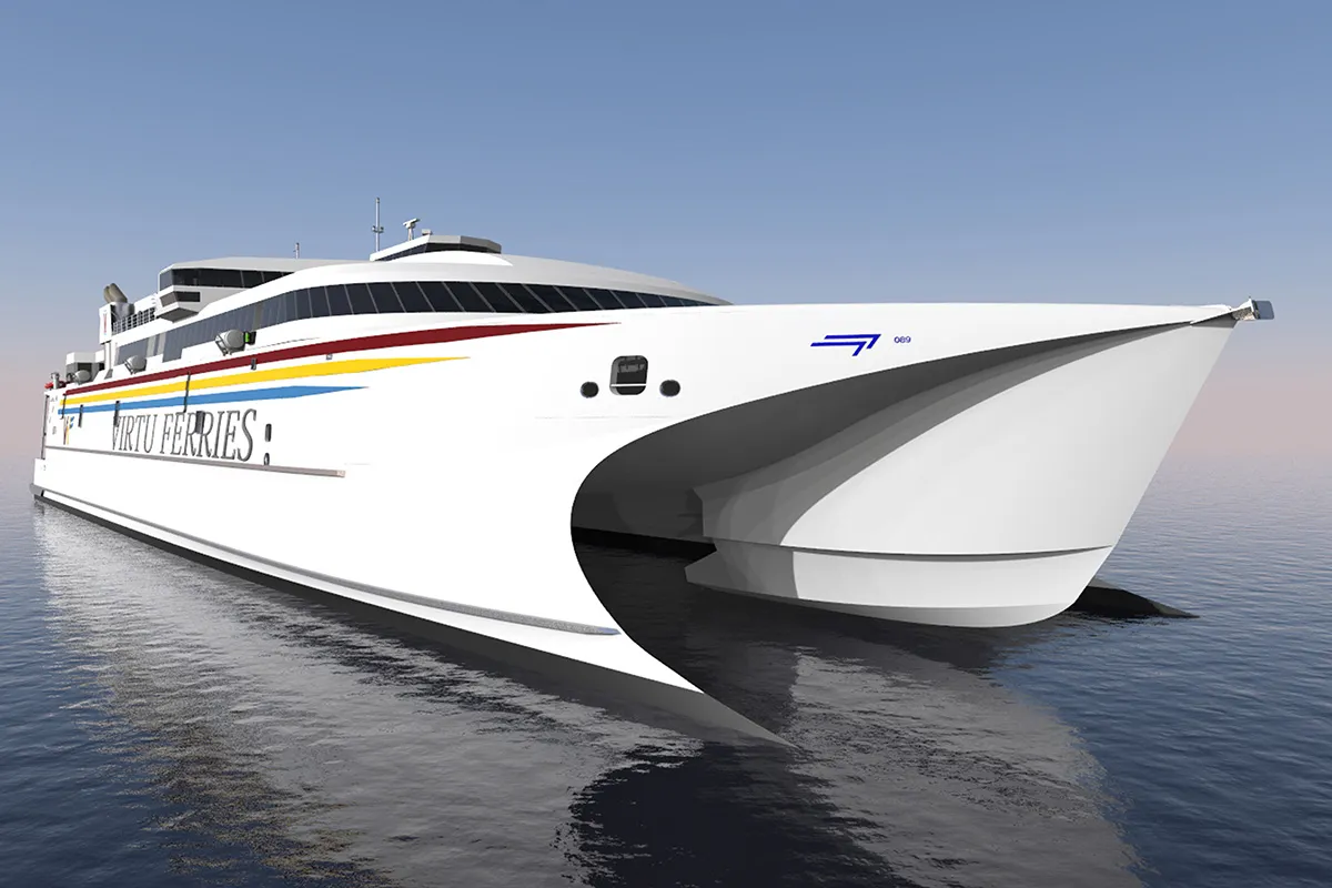 prom pasażerski na morzu, szybki katamaran