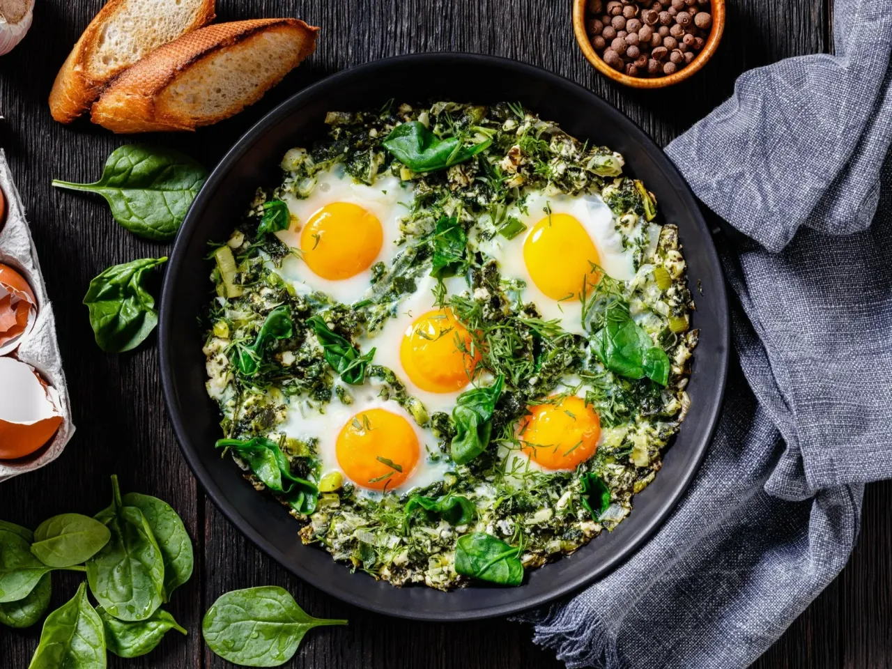 różne rodzaje szakszuki, szakszuka z fetą, zielona szakszuka