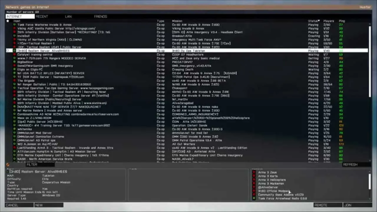 Arma 3 przeglądarka serwerów z filtrami