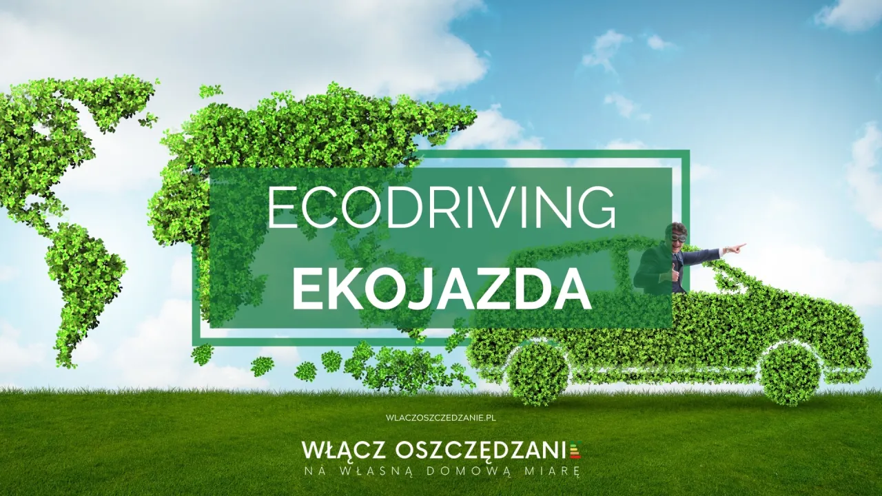 Samoch&oacute;d jadący płynnie w ruchu miejskim, symbolizujący eco-driving