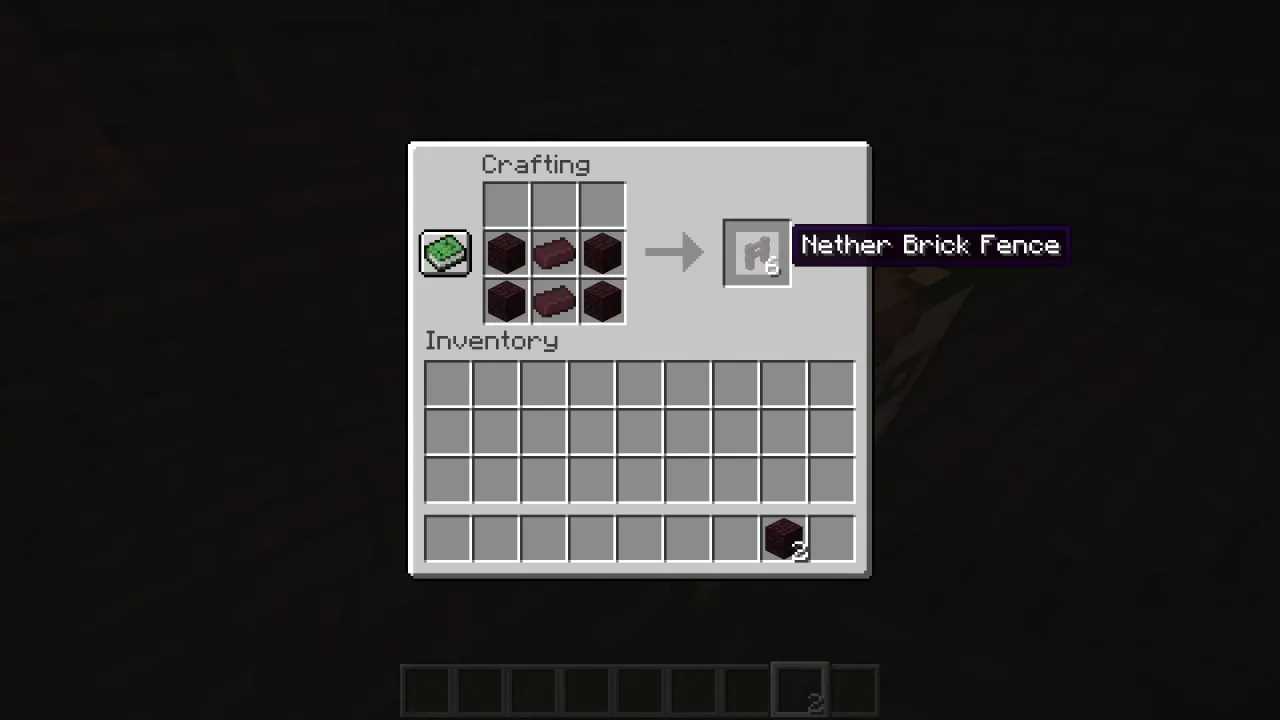 Minecraft nether brick fence crafting recipe