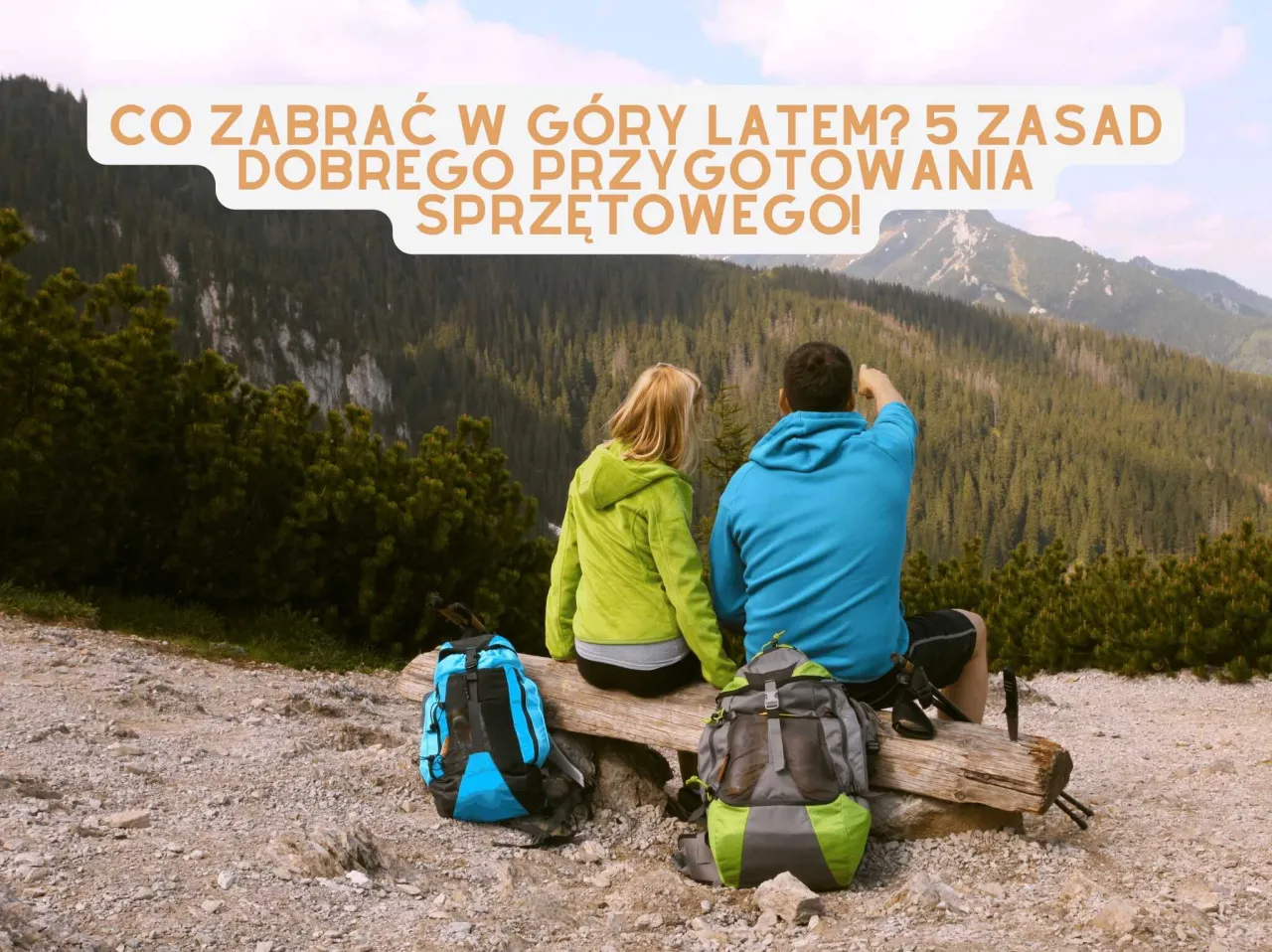 Para wybrać, co spakować w g&oacute;ry latem, sp&oacute;jrz na parę z plecakami podziwiającą krajobraz.