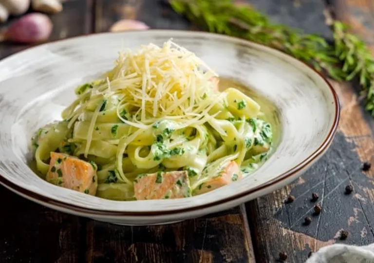 P&acirc;tes aux &eacute;pinards avec saumon ou poulet
