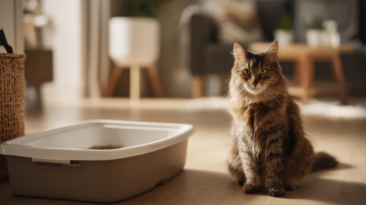 Kot w kuwecie, kot z problemami z oddawaniem moczu, kot sika poza kuwetą