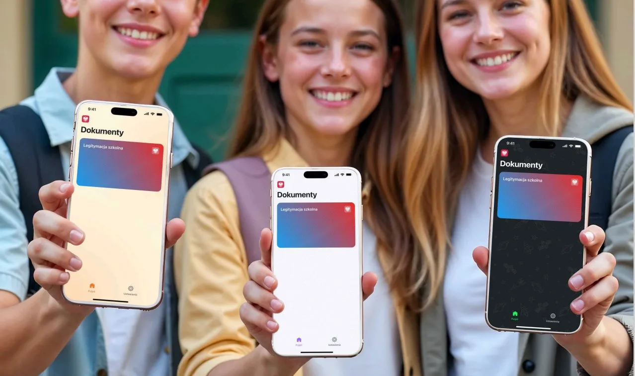 Młoda osoba używająca mLegitymacji na smartfonie