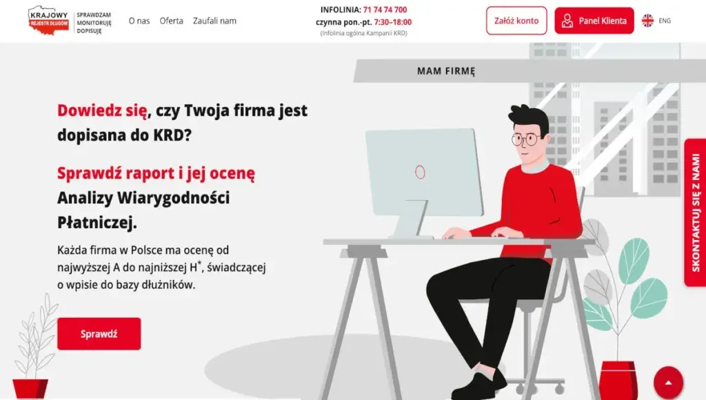 Platforma internetowa KRD panel użytkownika