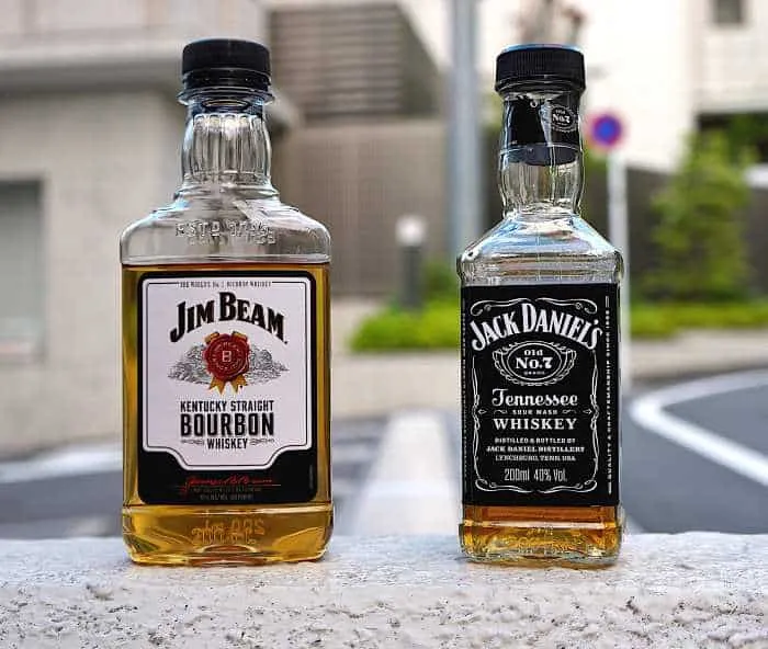 Jack Daniel's vs bourbon bottles comparison