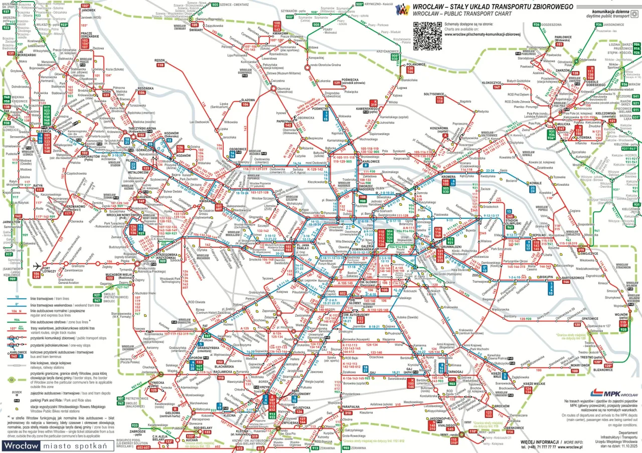 schemat linii autobusowych MPK Wrocław