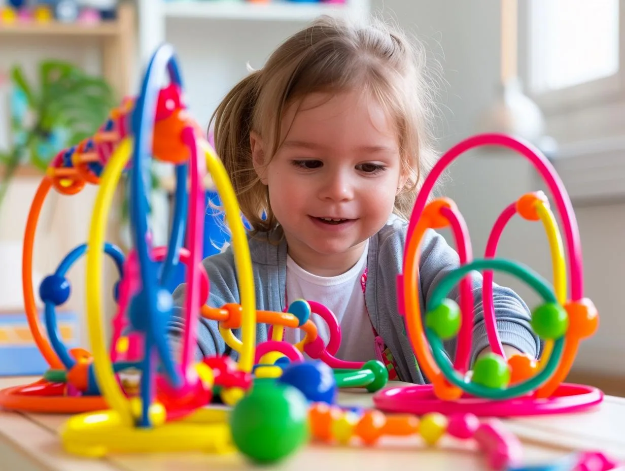 dziecko bawi się zabawkami sensorycznymi 3 lata