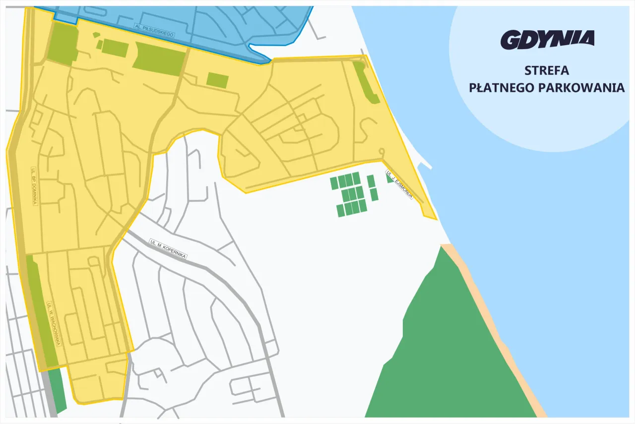 Mapa alternatywnych parkingów Akwarium Gdyńskie
