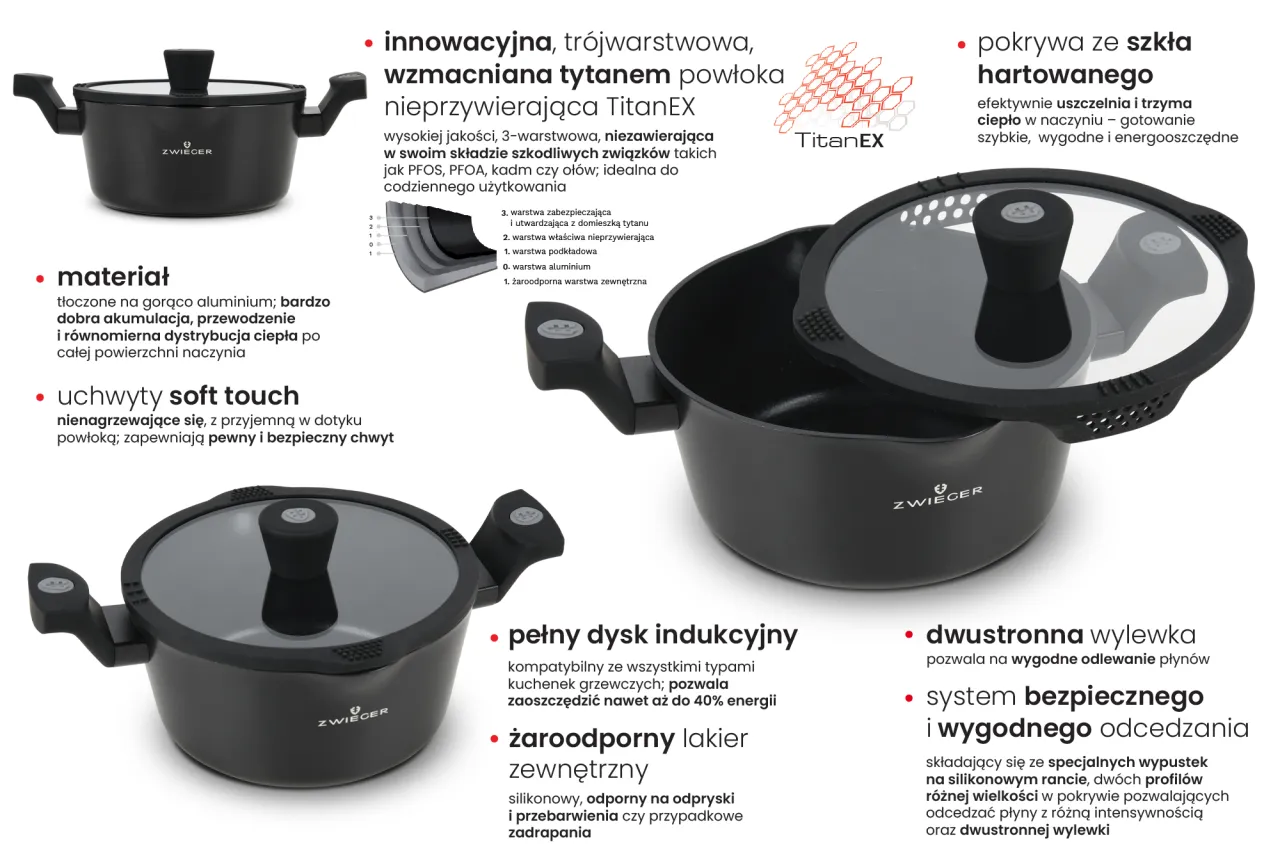 Materiały na uchwyty garnk&oacute;w bakelit silikon stal nierdzewna