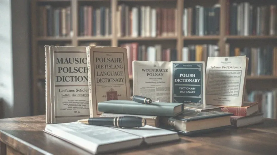 różne rodzaje słowników na półce w bibliotece