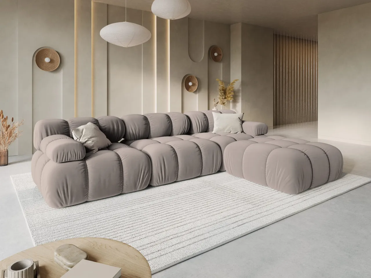 nowoczesna sofa modułowa obłe kształty