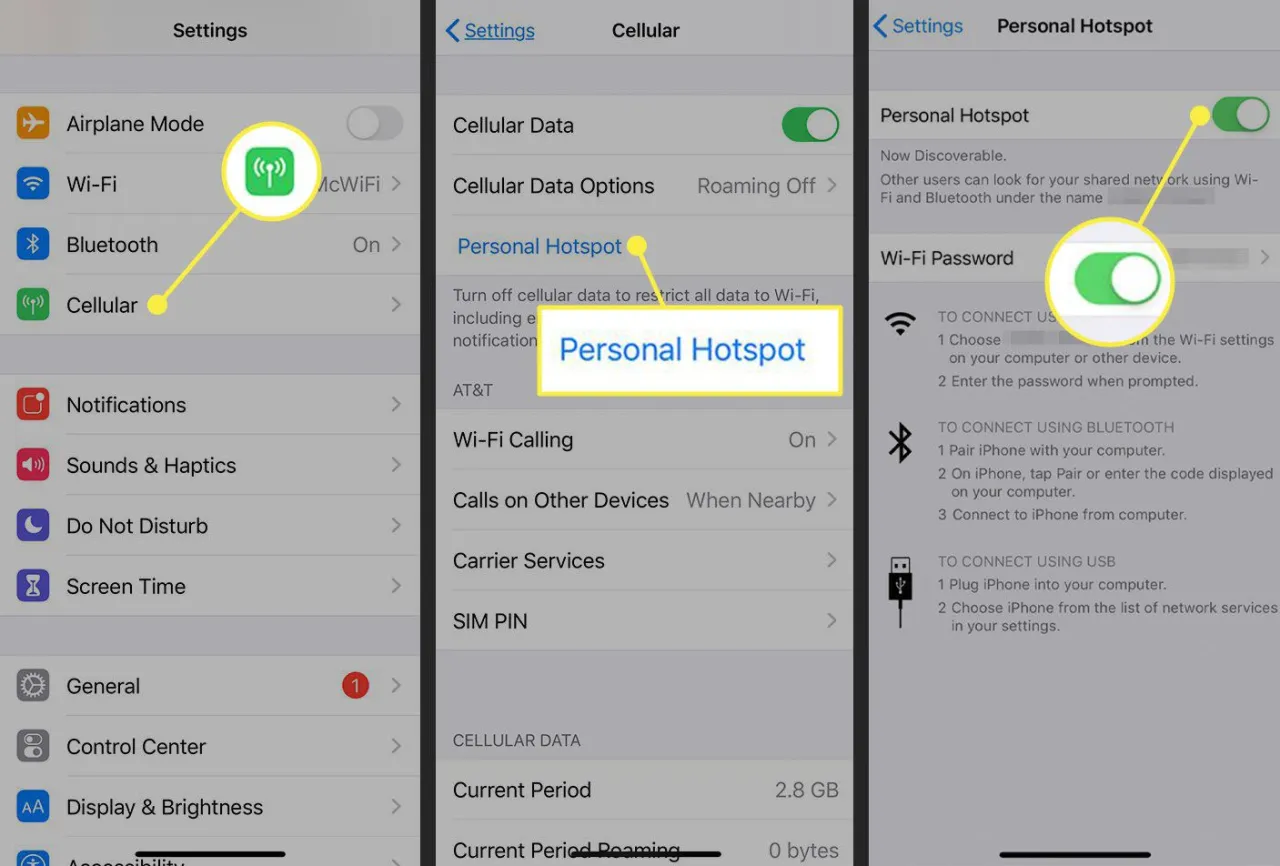 iPhone hotspot bluetooth connection