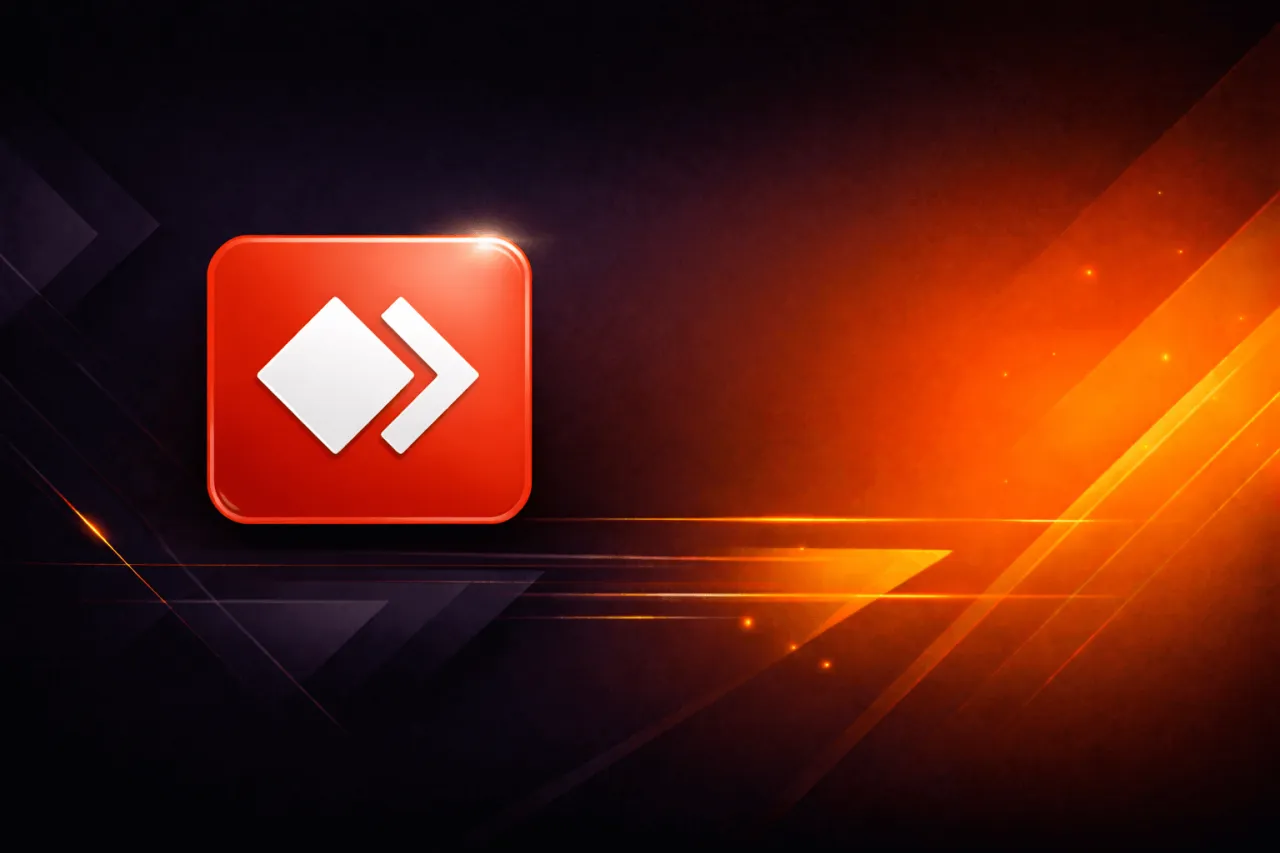 Czerwony kwadrat z białymi strzałkami, symbol AnyDesk. Dowiedz się, anydesk co to jest i jak działa.